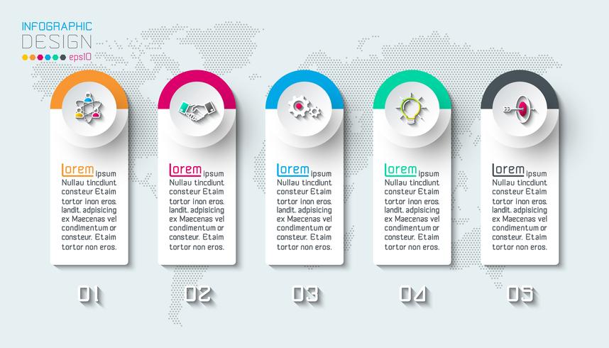 Infografía de negocios con 5 pasos. vector