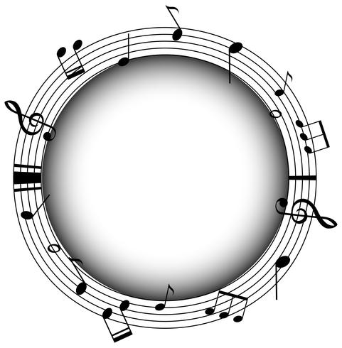 Round frame with musicnotes and gray background vector