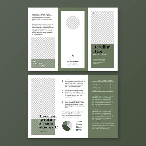 Plantilla de folleto - verde oliva minimalista vector