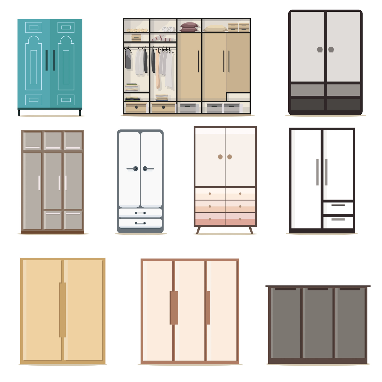Set of home dressing room wardrobes 363876 Vector Art at Vecteezy