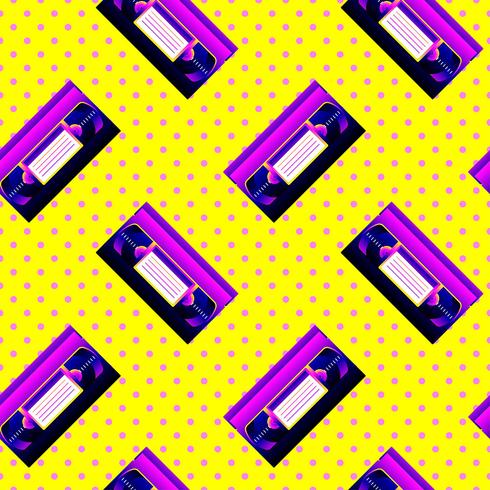 Retro Seamless Pattern VHS vector