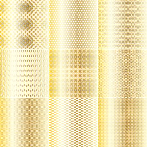 metallic gold and white mod geometric patterns vector