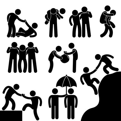 Business Friend Helping Each Other Icon Symbol Sign Pictogram. vector