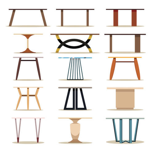 Set of wooden table furnitures vector