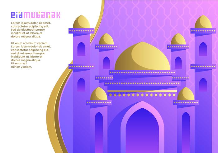Purple Mosque Ied Mubarak Vector