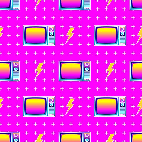 Retro Seamless Pattern Old TV vector