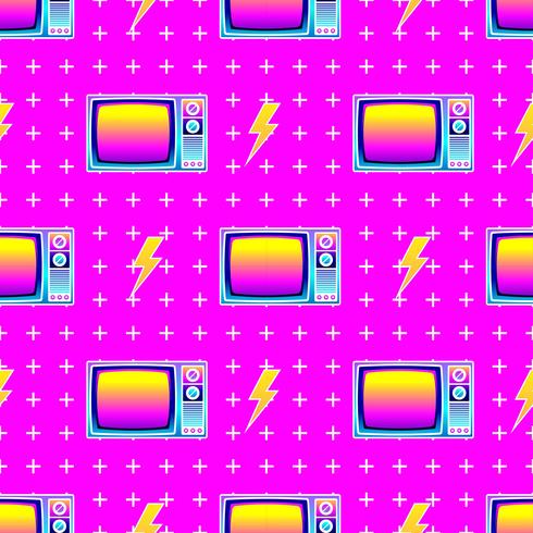 Retro Seamless Pattern Old TV vector