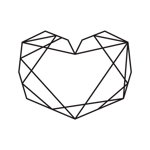 Marco geométrico de la forma del corazón del símbolo del vector con el lugar para el texto. Icono de amor para tarjeta de felicitación o boda, día de San Valentín, tatuaje, impresión. Ilustración de la caligrafía del vector aislada en un fondo blanco