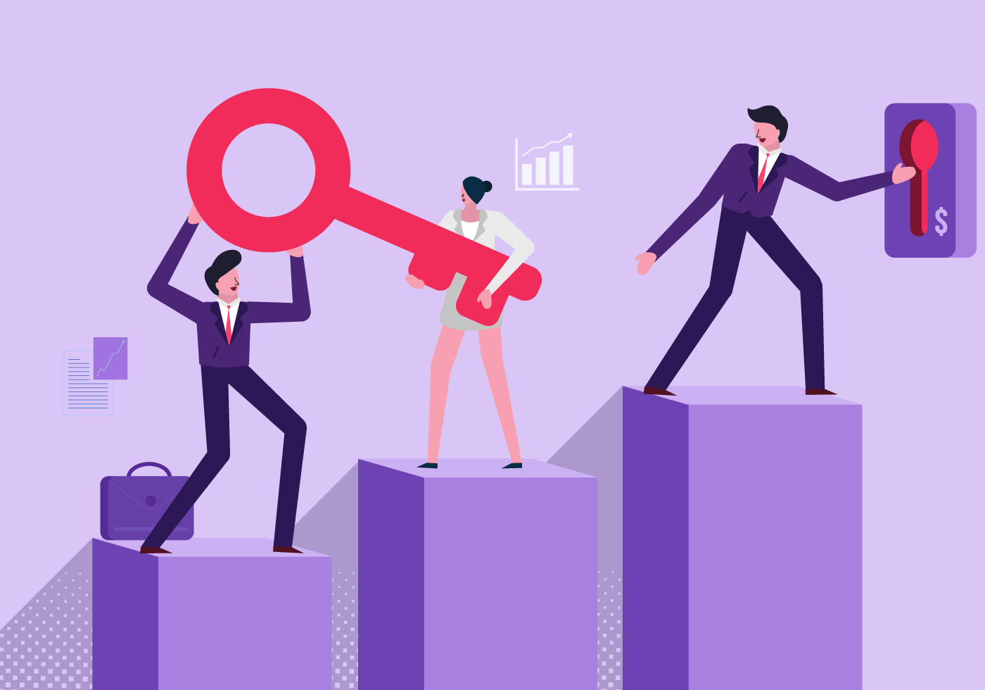 Holding Key Of Company Goals Vector Flat Illustration 364104 Vector Art at Vecteezy