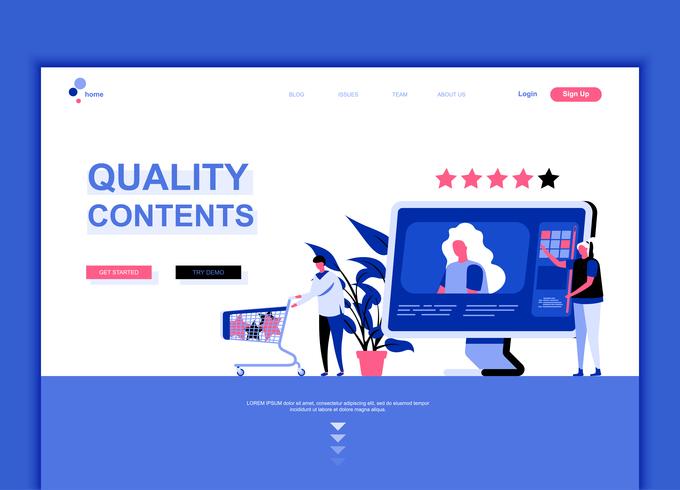 Modern flat web page design template concept of Quality Content  vector