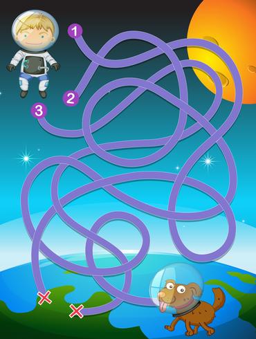 Juego de puzzle para niños astronautas vector