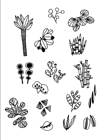Set of Doodle Leaves hand draw vector