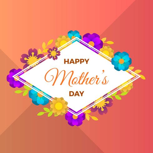 Flat Happy Mother's Day Vector Illustration