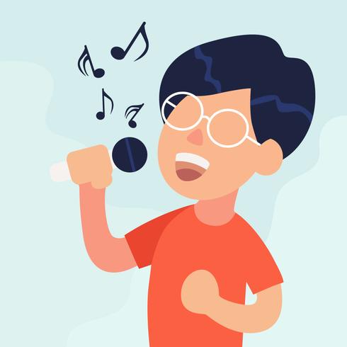 Boy singing illustration vector