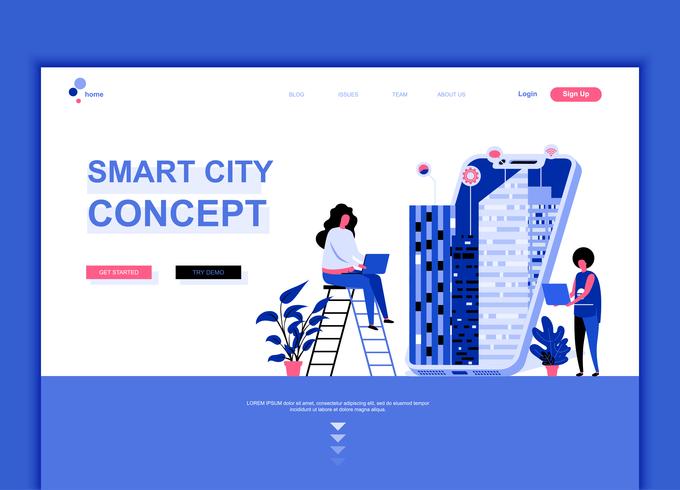 Moderno concepto de plantilla de diseño de página web plana de Smart City Technology vector