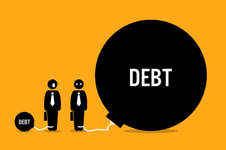 Man surprised by other people huge debt. vector
