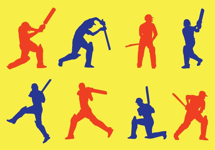 Cricket Player Silhouette Vector Pack