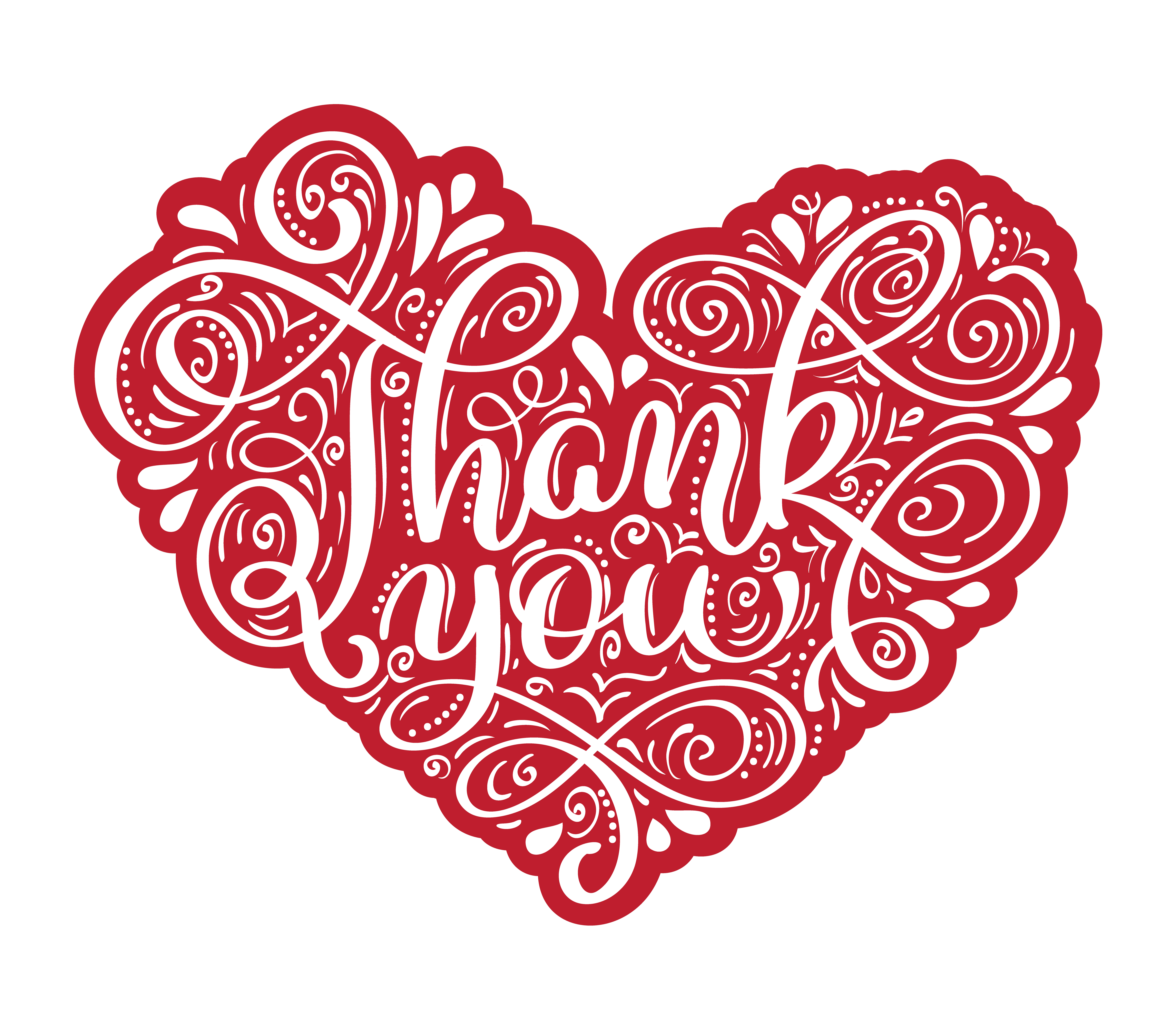 thank you hand drawn text in heart frame trendy hand lettering quote