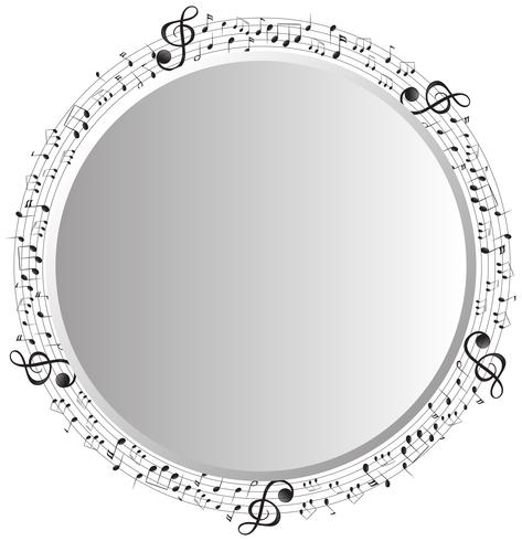 Plantilla de cuadro con notas musicales en circulo vector