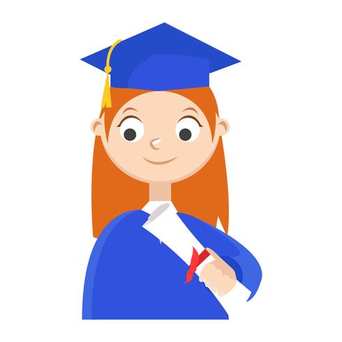 Set. A graduate student with a diploma. Vector Flat Illustration