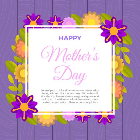 Flat Cute Happy Mother's Day Vector Illustration