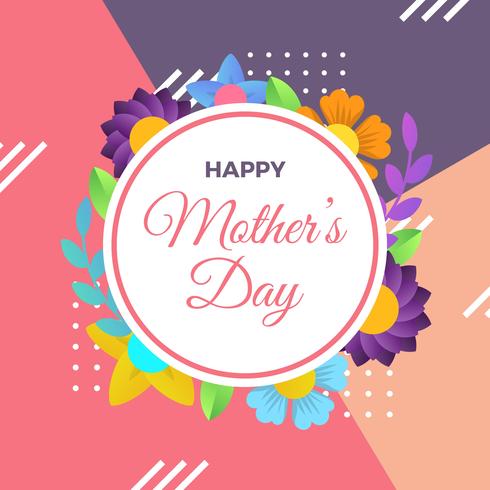 Flat Modern Mother's Day Greetings Vector Illustration