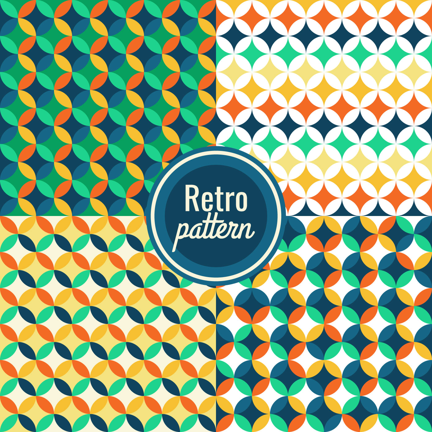 Set Of Seamless Retro Pattern Wallpaper 364553 Vector Art at Vecteezy