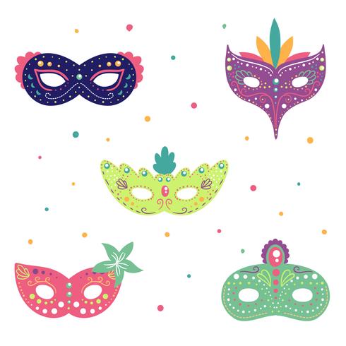 Cute Ornament Carnival Mask Set Collection vector