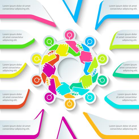 Hand harmony holding in circle shape, business infographic. vector