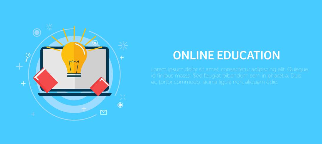 Online education banner. Vector flat illustration 364719 Vector ...