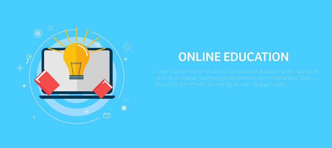 Banner de educación en línea. Vector ilustración plana