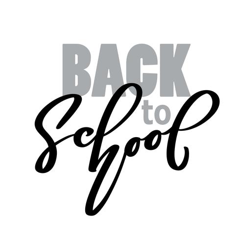 Back to school handwritten lettering text. Label calligraphy vector illustration