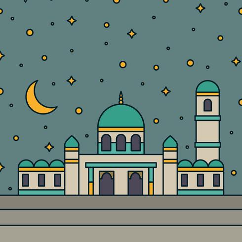 Mezquita Con Un Cielo Estrellado En El Fondo vector