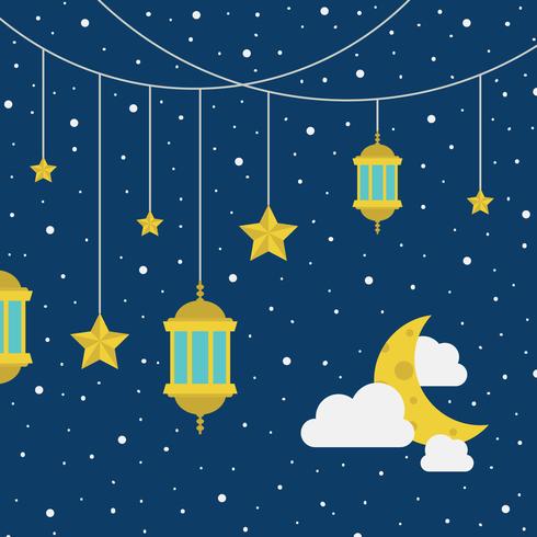 Starry Sky With Lanterns vector