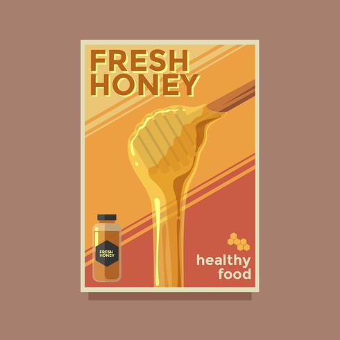 Fresh Honey Retro Poster Vector Template