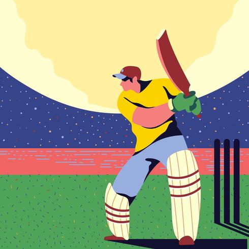 Jugador de Cricket Batsman En Acción vector