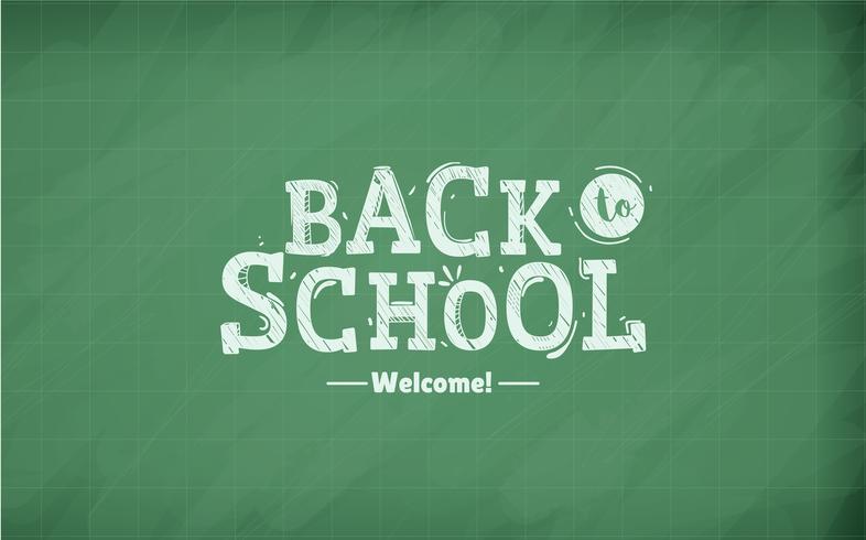 Welcome back to school. Calligraphic chalk text on a school texture board. First september banner. Vector illustration