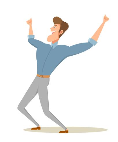 Happy man raising arms. vector