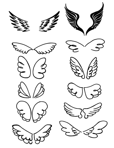 Set of Wings Hand Drawn vector