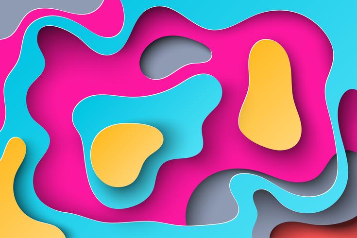 Abstract background with paper cut shapes. vector