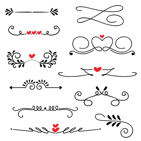 Hand drawn sketched line border wedding art vector illustration