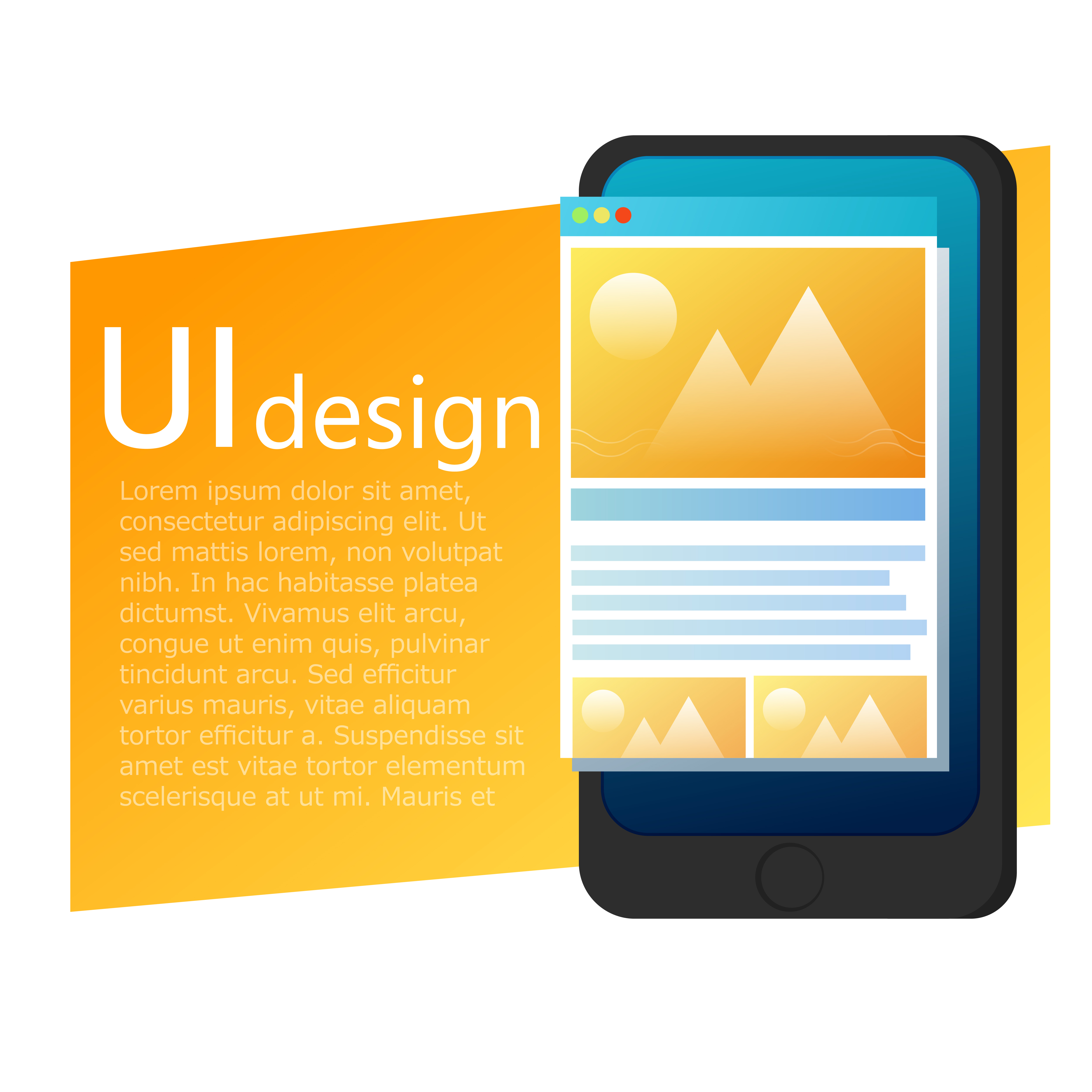 UI app design mobile phone banner. User interface of App. Vector flat gradient illustration ...