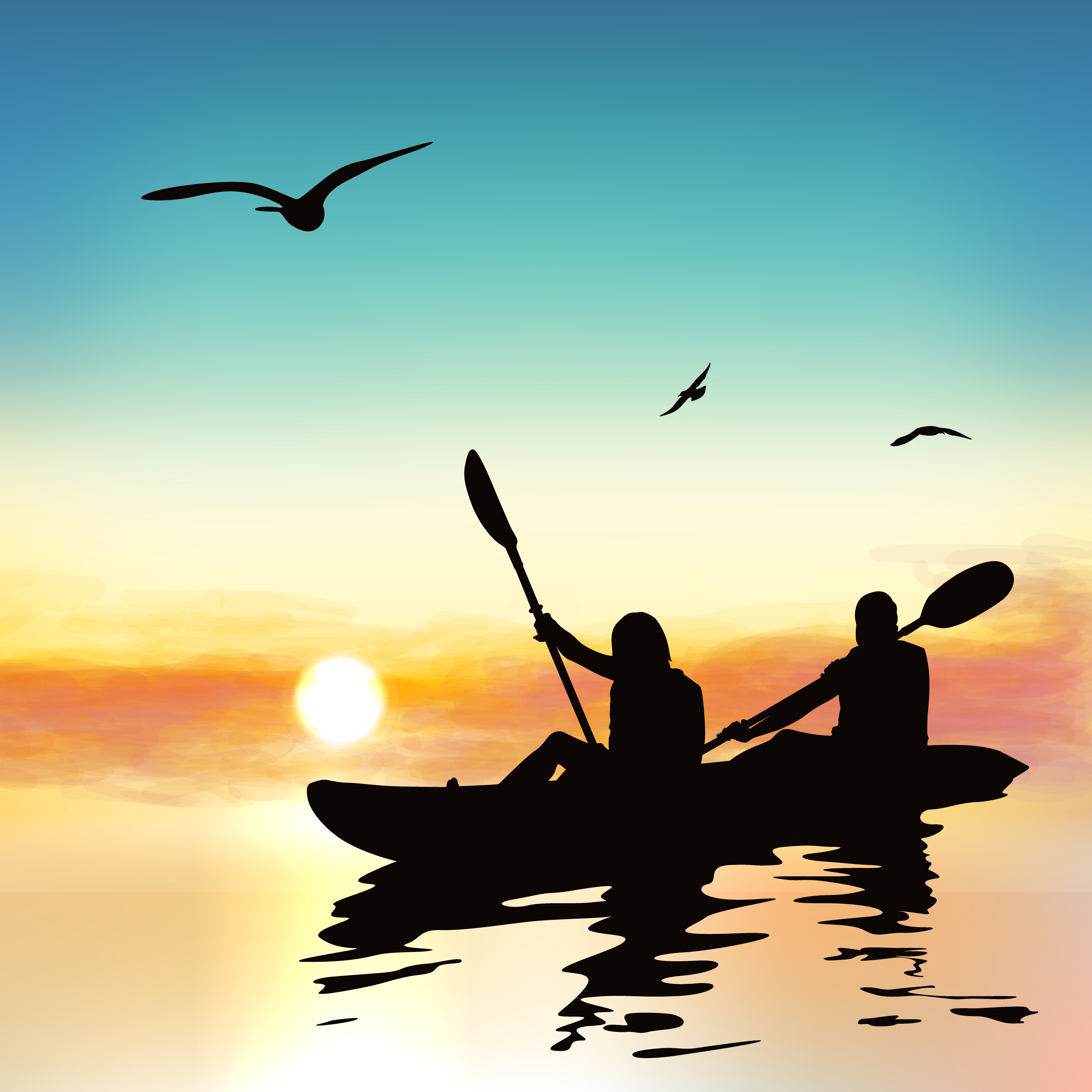  Silhouette  of funny girls kayaking 364894 Download Free 