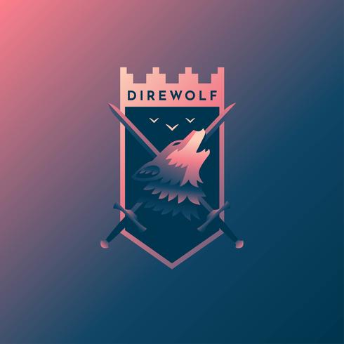 Dire Wolf Retro Badge vector