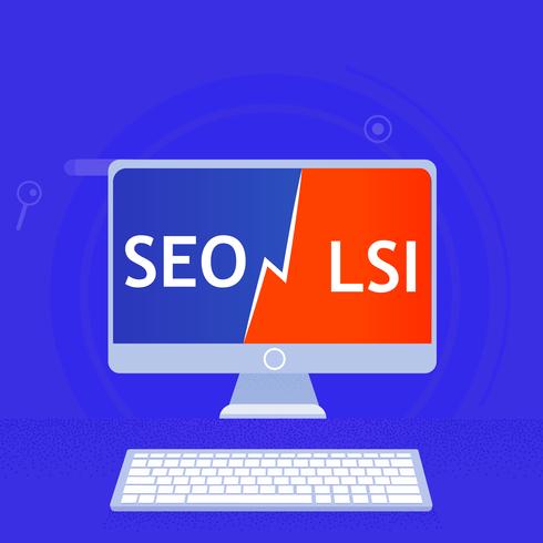 Latent semantic indexing keyword. SEO vs. LSI. Vector flat illustration