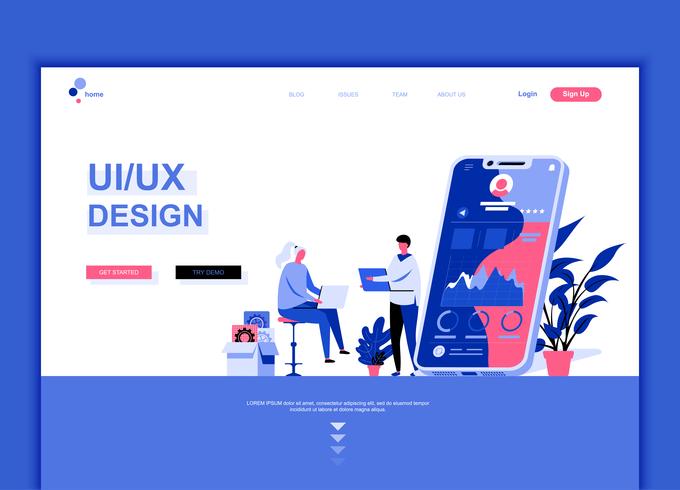 Concepto de plantilla de diseño de página web plana moderna de UX vector