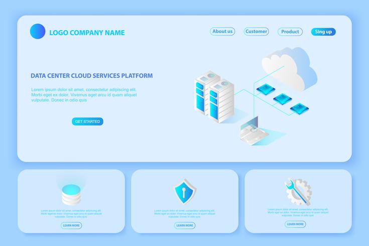 Header for Website of Platform Data center cloud services vector