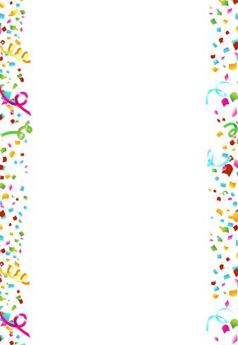 Festive confetti from a cannon on a vertical poster. Vector illustration