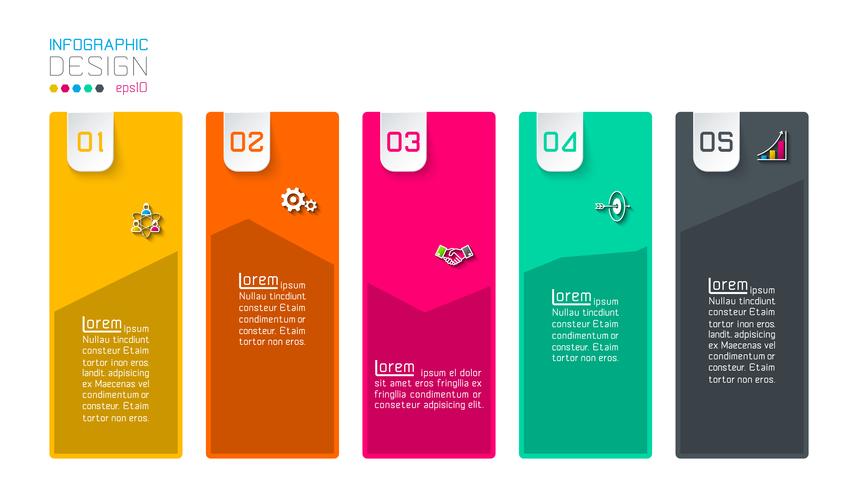 Bar labels infographic with 5 steps. vector