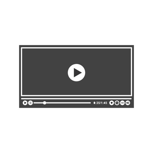 Video Player Glyph Black Icon vector